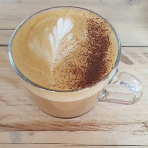 Cappuccino with oat milk at MOTHER - Juice Works in East London
