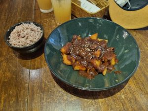 Masak Merah Hericium Mushroom & Tempeh at Pinxin Vegan Cuisine - 品馨蔬食 in Penang