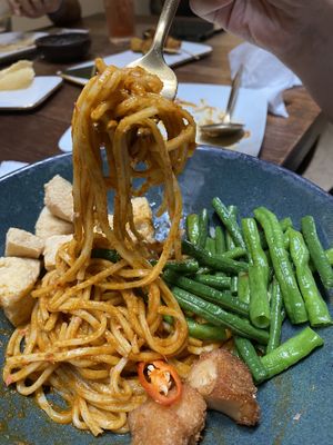 We tried the satay, curry noodles, hokkien mee and everything was really yum!   at Pinxin Vegan Cuisine - 品馨蔬食 in Penang