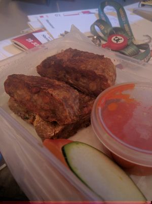 Kuang Chiang - RM8.00
TeoChew traditional kuih made of Beancurd sheet, nuts and sticky rice, served with Chilli Sauce. Nice crunch and chewy texture, pretty tasty, first time having this. Very filling. at Pinxin Vegan Cuisine - 品馨蔬食 in Penang