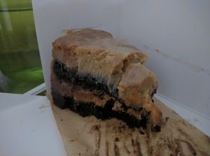 Holy Jack (Jackfruit) Cake - RM26/pcs
VEGAN CAKE (rare find on Penang) with a local twist - Cempedak! Good chunks of Cempedak in it, and taste good, smooth texture. However, do not think the chocolate completely goes with the Cempedak and really expensive. at Pinxin Vegan Cuisine - 品馨蔬食 in Penang