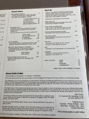 Menu  at Cafe O Mai in Annerley