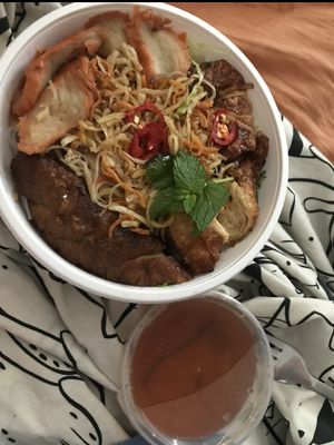 Noodle combination vegan   at Cafe O Mai in Annerley