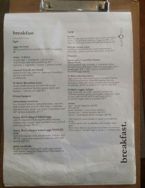 breakfast menu 1 at Cafe O Mai in Annerley