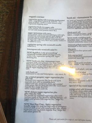 Vegan corner at Cafe O Mai in Annerley