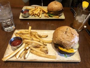 Vegan burgers  at Alvarado Street Brewery and Grill in Monterey