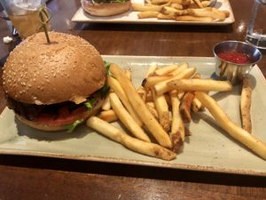 Vegan burger  at Alvarado Street Brewery and Grill in Monterey