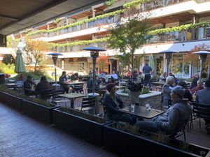Outdoor seating  at Alvarado Street Brewery and Grill in Monterey
