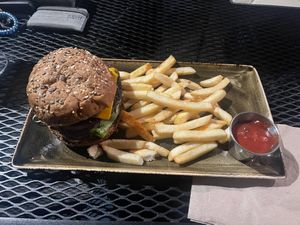 Vegan burger  at Alvarado Street Brewery and Grill in Monterey