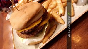 double vegan burger  at Alvarado Street Brewery and Grill in Monterey