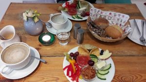 Vegan breakfast with fruits and raw vegetables at Cafe Con Amore in Berlin
