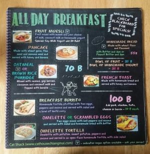 menu breakfast at Cat House Chiang Mai - Cat Shack in Chiang Mai