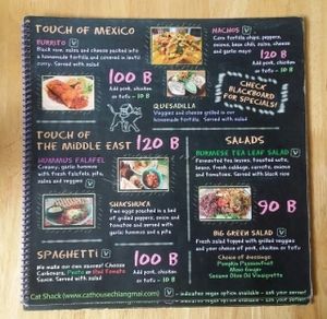 menu various at Cat House Chiang Mai - Cat Shack in Chiang Mai