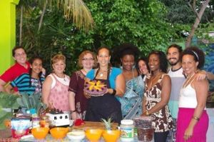 learning about raw foods at Vibrate Higher Wellness Vacation in Luquillo