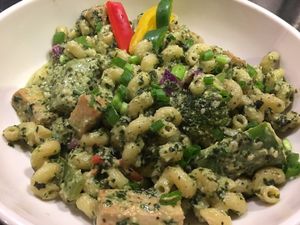 Irie Ites pasta with jerk tofu at Nine Mile West in Asheville