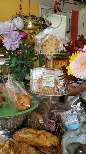 Vegan sweets and bakery goods clearly labeled. There were chocolate chip cookies today. at Monstyle in Yokosuka