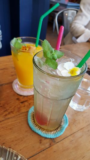 Mango juice and homemade energy juice at Monstyle in Yokosuka