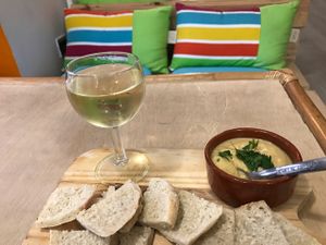 happy hour wine + tartinade at Le Bar a Vrac in Marseille