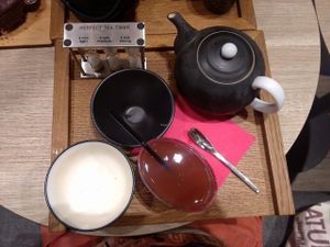 Perfect breakfast (it came with chocolate cake, bread and jam) at 60 Degres Tisanerie Moderne in Aix-en Provence