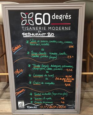 Menu of the day / Menu du Jour 29/09/17 at 60 Degres Tisanerie Moderne in Aix-en Provence