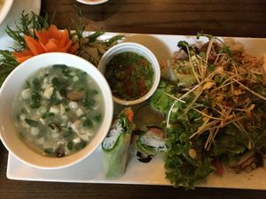 Asian combo with delicious moringa soup  at Minh Chay - Hang Gai in Hanoi