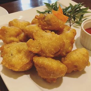 Fried oyster mushrooms  at Minh Chay - Hang Gai in Hanoi