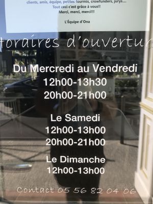 Opening hours at ONA in Ares
