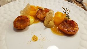 Dessert: apricot and fennel at ONA in Ares