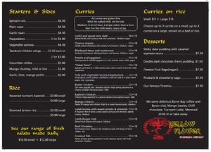 Menu 2019 at Yellow Flower Indian Diner in Suffolk Park