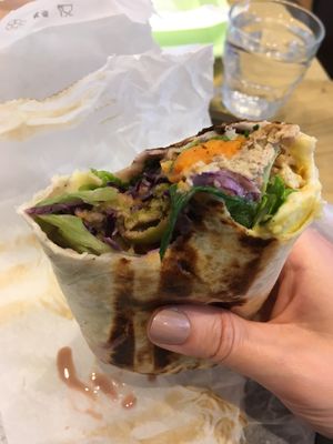 Original wrap with sweet potato and vegan meat balls at SAMAM - Cantine végétale in Paris