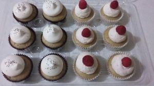 lemon poppy seed & strawberry cheesecake cupcake at Eco Vegan Bakery in Mexicali