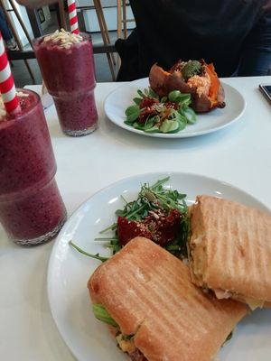 Tuno melt ciabatta & Sweet potato with hummus and pesto at Picnic in Glasgow