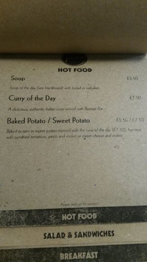 Food menu at Picnic in Glasgow