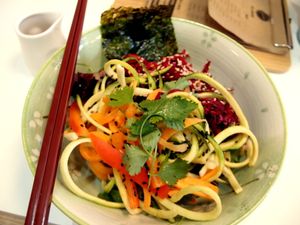 Asian zoodles (courgette and carrot) with nori and miso dressing. Simple, healthy and tasty! at Picnic in Glasgow
