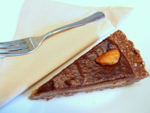 Raw salted caramel and chocolate tart at Picnic in Glasgow
