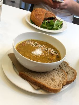 sweet potato and red pepper soup - so warming and tasty too!! at Picnic in Glasgow