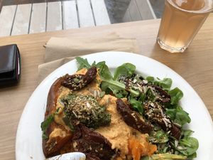 Sweet potato with hummus and pesto  at Picnic in Glasgow