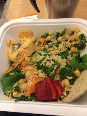 Take away salad with brown rice, humous and ginger at Picnic in Glasgow