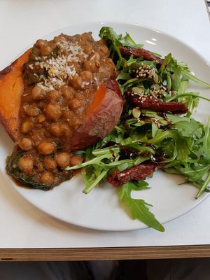 Baked sweet potato w curry of the day at Picnic in Glasgow
