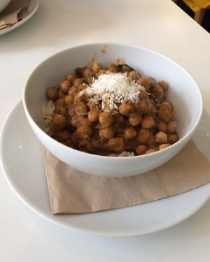 "Curry of the day" a delicious authentic Indian curry, served with brown rice, a baked sweet potato or baked potato. 😋 at Picnic in Glasgow