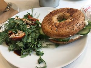Bagel with cream cheese  at Picnic in Glasgow