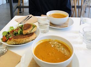 Soup and focaccia!  at Picnic in Glasgow