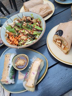 Summerrolls, Bánh mì & Nấm đậu phụ (all vegan) at An o Ban in Mainz