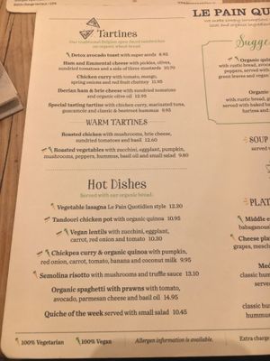 Sandwiches/hot dishes at Le Pain Quotidien - Gran Via in Madrid