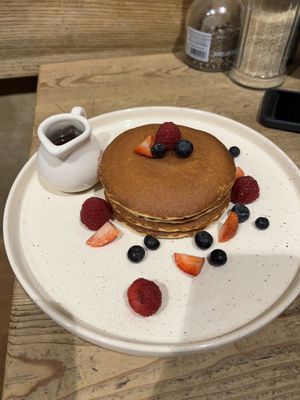 Pancakes available all dayy  at Le Pain Quotidien - Georges Favon in Geneva