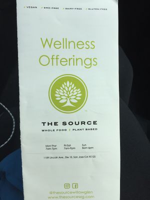 menu info  at The Source in San Jose