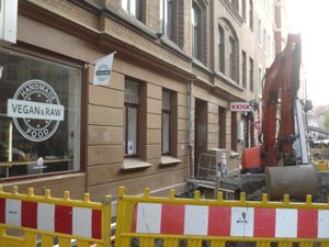 Currently road construction works at Vegan&Raw in Hannover