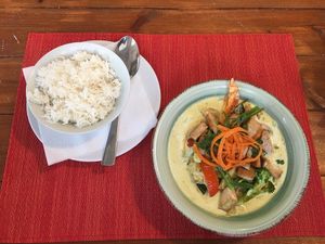 Vegan Green Curry (dish of the day) at Vegan&Raw in Hannover