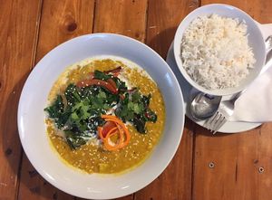 Dish of the day, a tasty dhal! at Vegan&Raw in Hannover