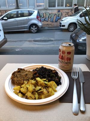 Delicious plate, black rice was perfect! at Veg Eat in Bergamo